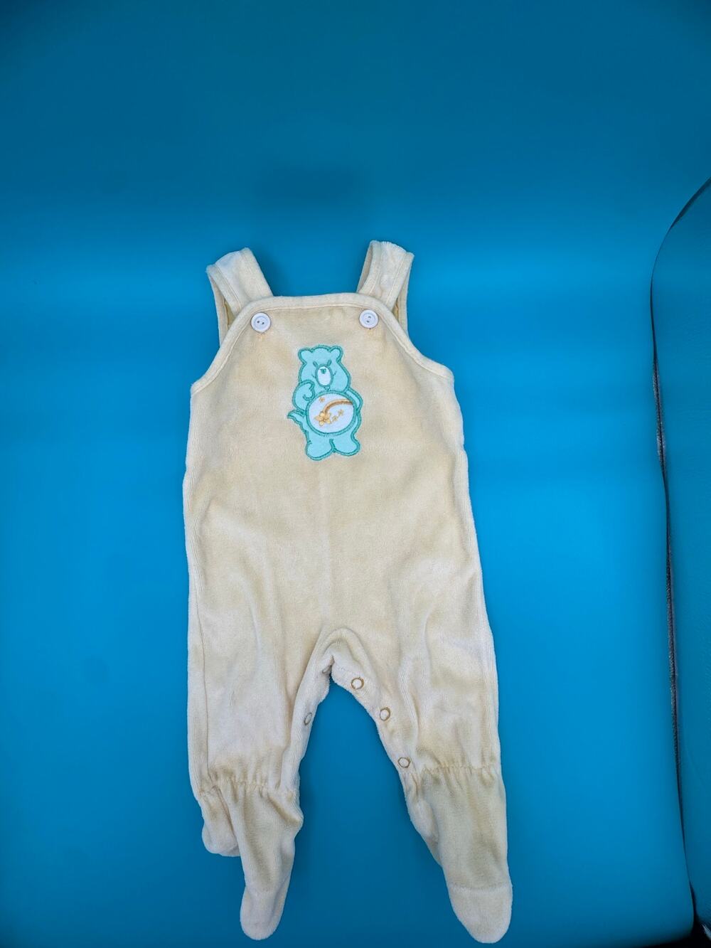 Vintage 1980s Carter's Care Bears Wish Bear Velour Overalls Footed Sleeper 3-6M